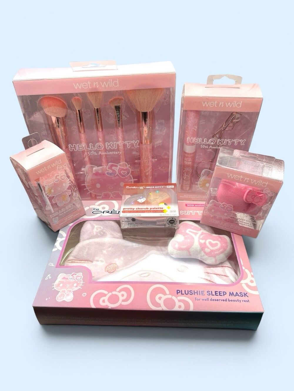 Hello Kitty 50th Anniversary Wet N Wild & Creme Shop 6 Pc Bundle Limited Edition